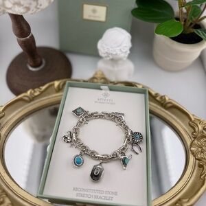 Atterri Western Charm Bracelet – Silver Stretch with Reconstituted Stone Accents